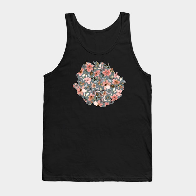 Tropical flowers-Pink gray Tank Top by ninoladesign